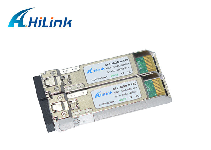 Hilink LC Connector Fiber Optic Transceiver 10G SFP+ BIDI WDM 60KM 1270nm 1330nm