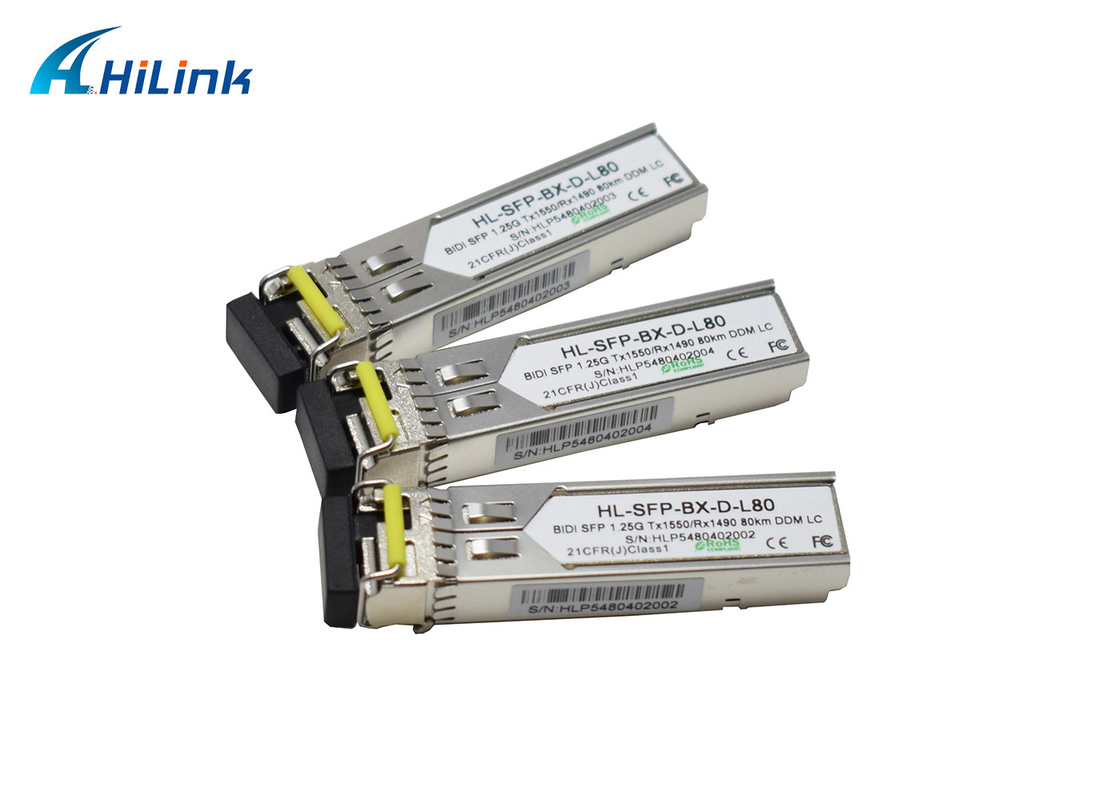 1.25G BIDI SFP 80KM Tx1490nm Rx1550nm DFB+PIN SC/LC Simplex DDM Optic Transceivers