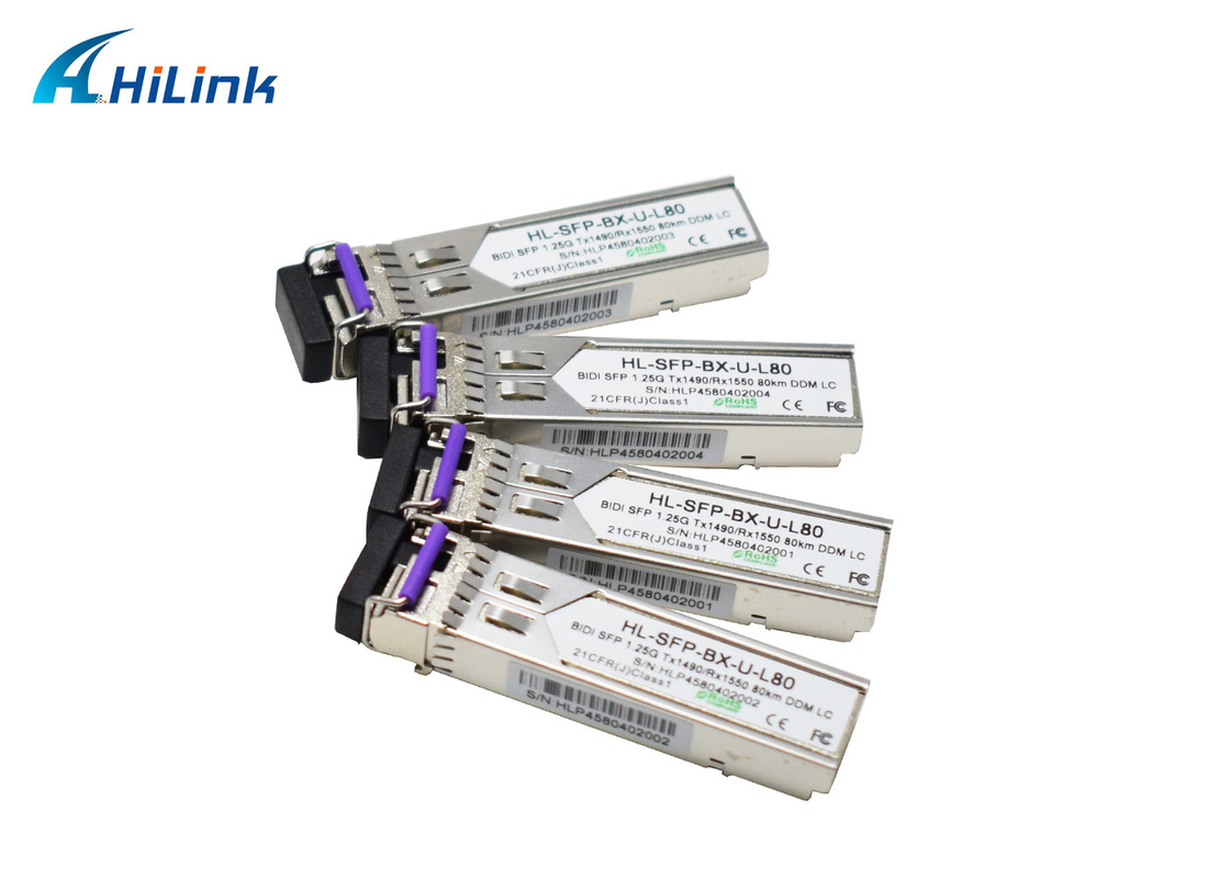 1.25G BIDI SFP 80KM Tx1490nm Rx1550nm DFB+PIN SC/LC Simplex DDM Optic Transceivers
