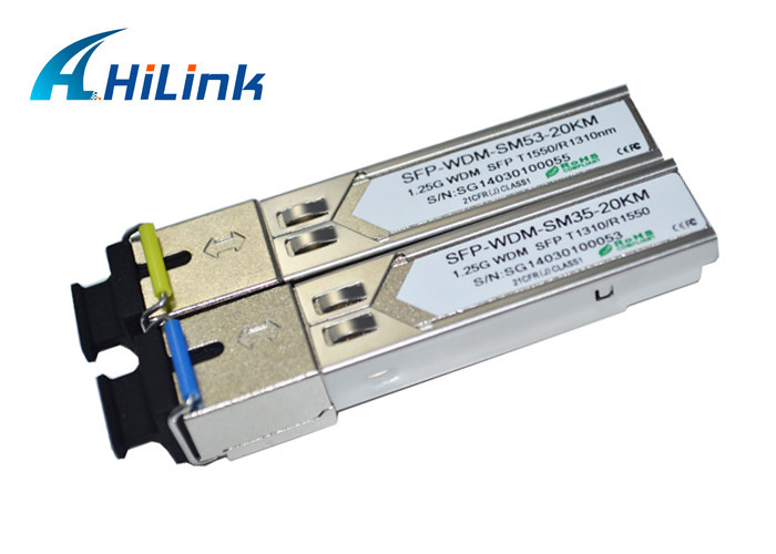RoHS compliant SC/LC Simplex DDM WDM Transceiver Modules BIDI 1.25G SFP 20KM
