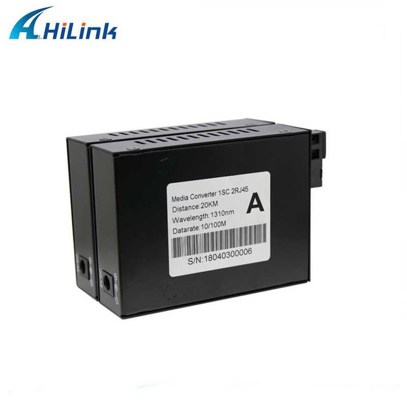 20KM SC Fiber Media Converter 2x10/100M Tx To 1x 100M Fx Single Mode Single Fiber