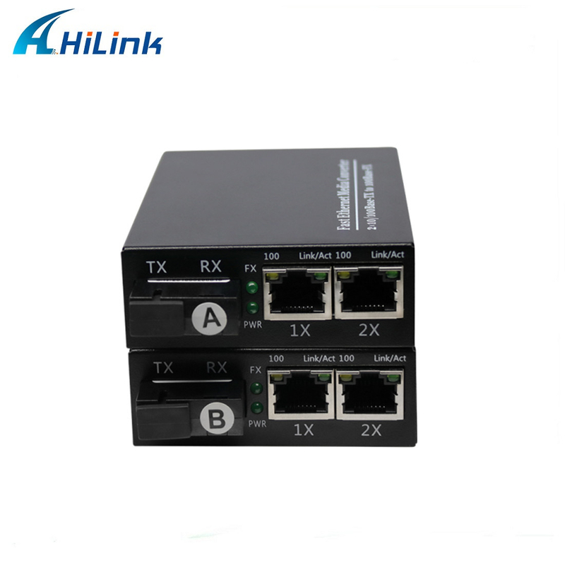 20KM SC Fiber Media Converter 2x10/100M Tx To 1x 100M Fx Single Mode Single Fiber