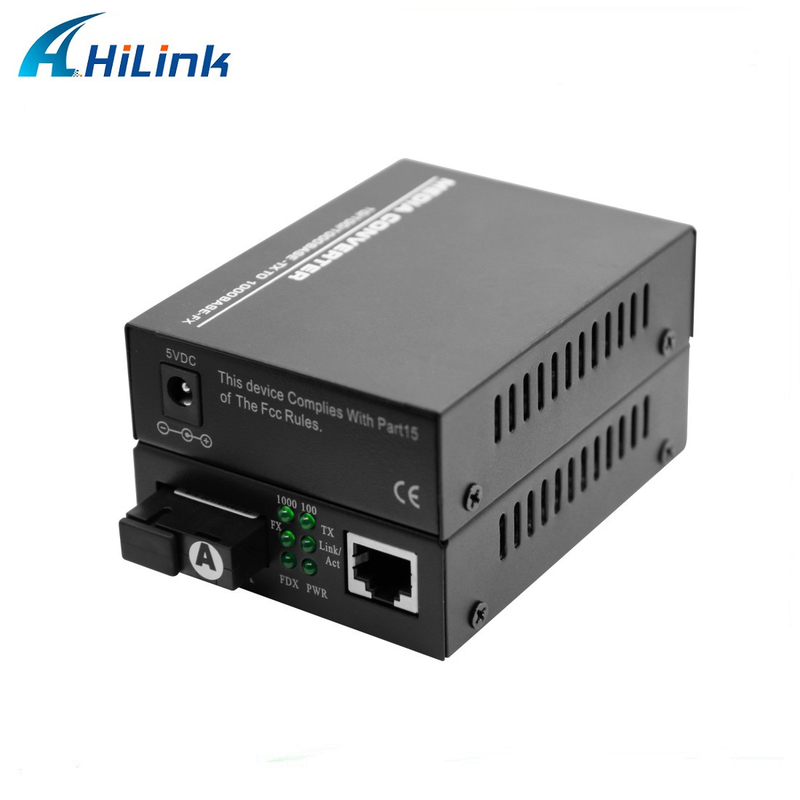 80KM SC Fiber Media Converter 10/100/1000M Tx To 1X1000M Fx Single Mode Single Fiber