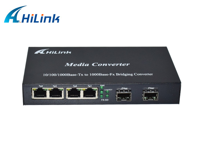 Gigabit Ethernet Fiber Optical Media Converter 4x10/100/1000Base-T + 2 X 1000Base-Fx GE SFP