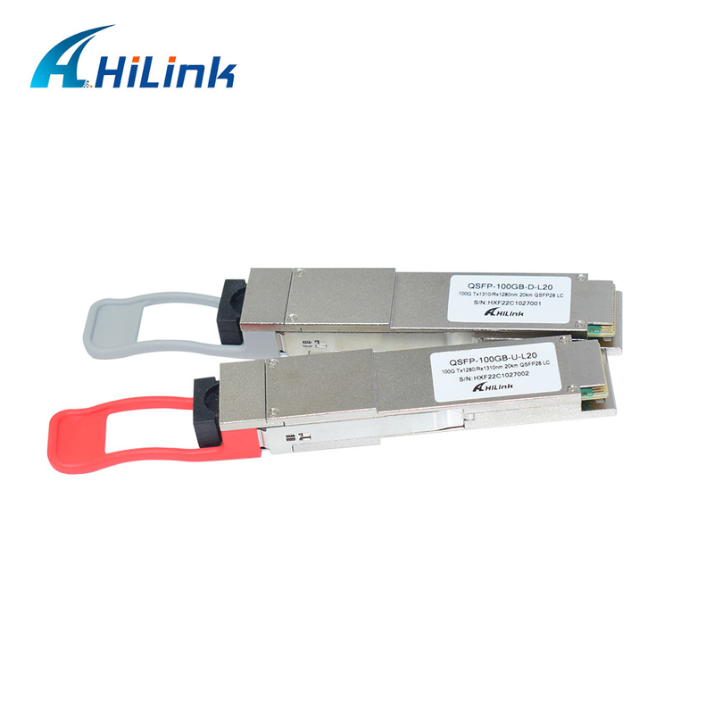 100GBASE-BX20 QSFP28 Fiber Optic Transceivers 1280nm-TX/1310nm-RX 20km DOM Simplex LC