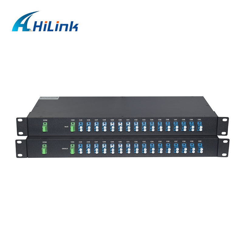 19" 1U Rackmount 16CH DWDM Mux Demux CH45 - CH60 Dual Fiber LC UPC Connectors