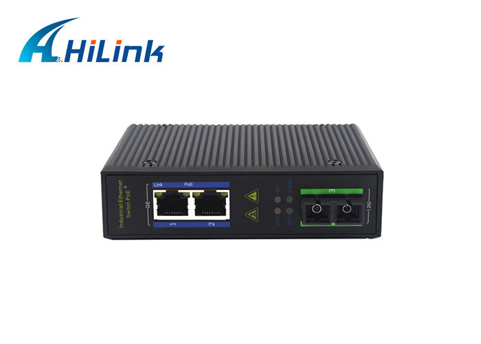 80KM Max Industrial Ethernet Switch 2 Port 10/100/1000Base Ethernet 1 1000Base SC Fiber