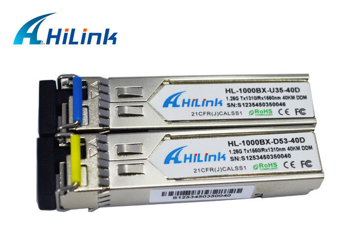WDM 1310nm / 1550nm SFP Transceiver Module 40KM PIN Receiver Hilink Brand