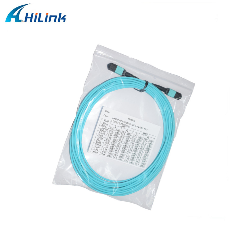 12 Core Multimode MPO MPO Fiber Cord OM3 LSZH 3MM Female Type B