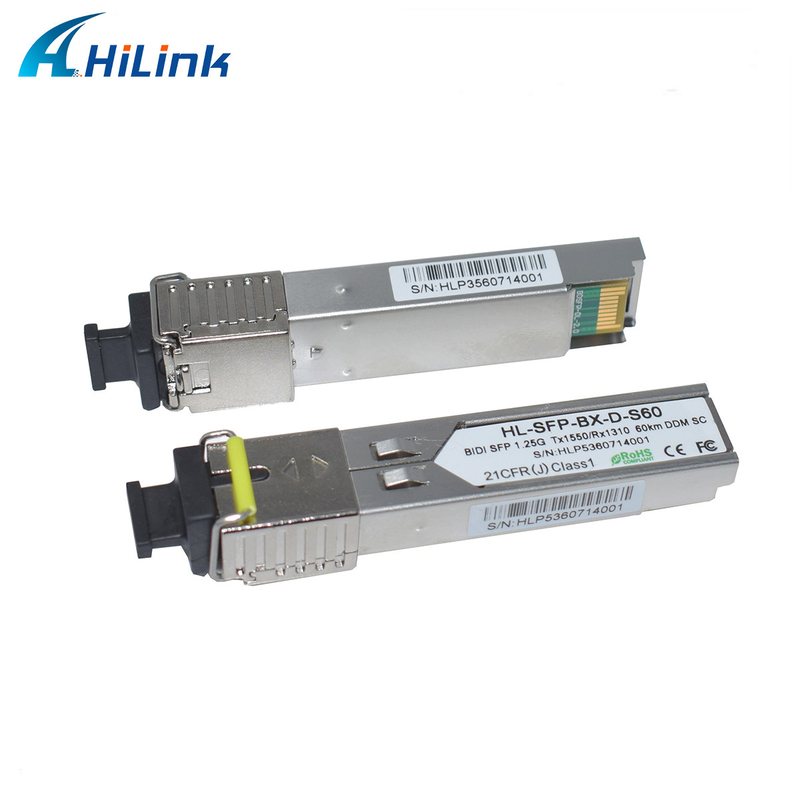 1.25G WDM 1000BASE SFP Transceiver Module T1310nm/R1550nm 60KM BIDI SFP LC/SC