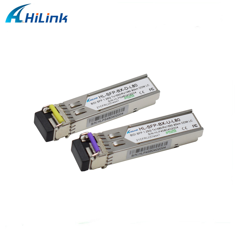 1.25Gb/s Hot Pluggable BIDI SFP Transceiver 1.25G TX1550RX1490 80KM LC