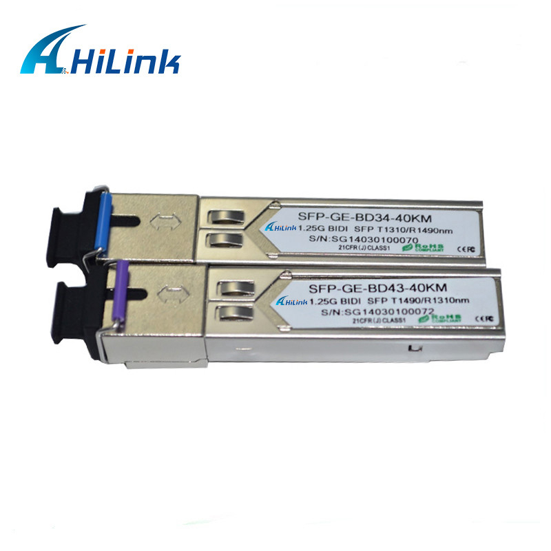 1000BASE-BX 1.25G SFP Transceiver 1310nm/1490nm 40KM BIDI SFP LC/SC Gigabit Ethernet Module