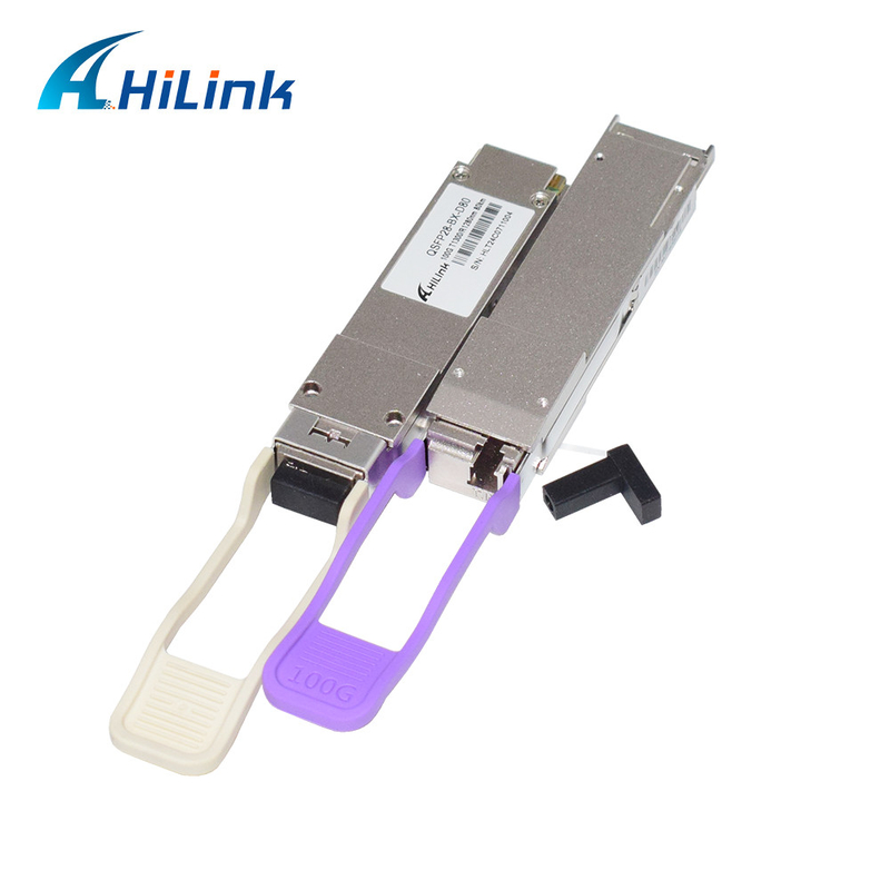 QSFP28 BIDI 1280nm/1300nm 80KM Simplex LC Optical Transceiver Single mode DDM for Long Distance