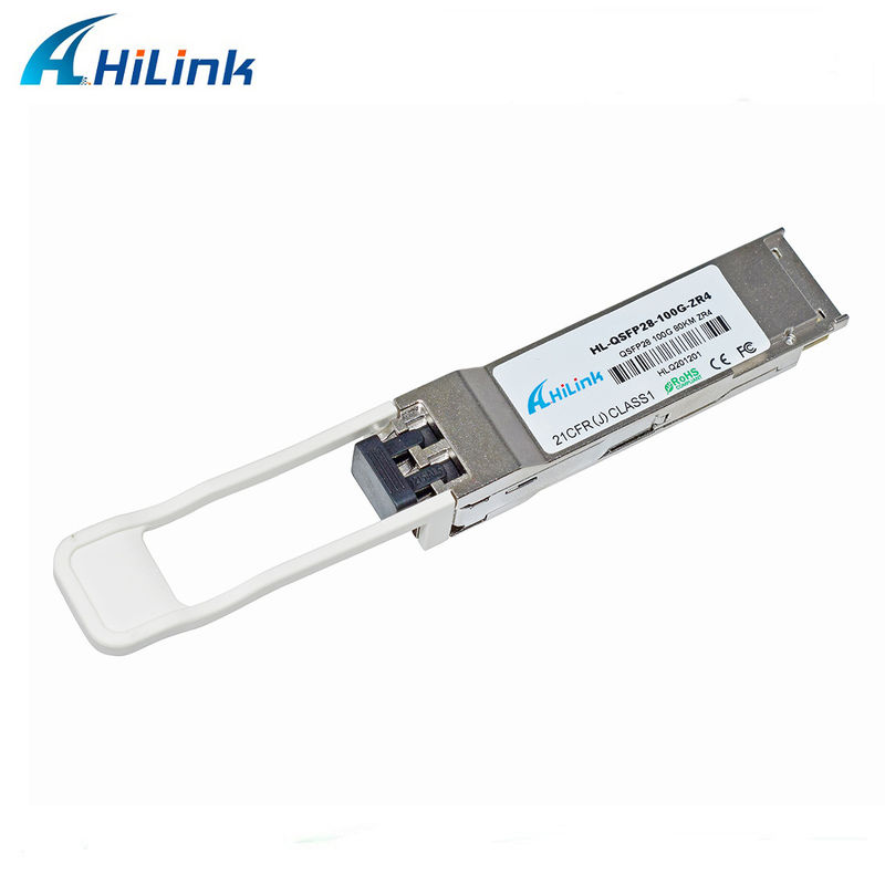 Hilink 100G QSFP28 ZR4 80KM LWDM 1295-1304NM SOA+PIN Duplex LC Connector Transceiver Module