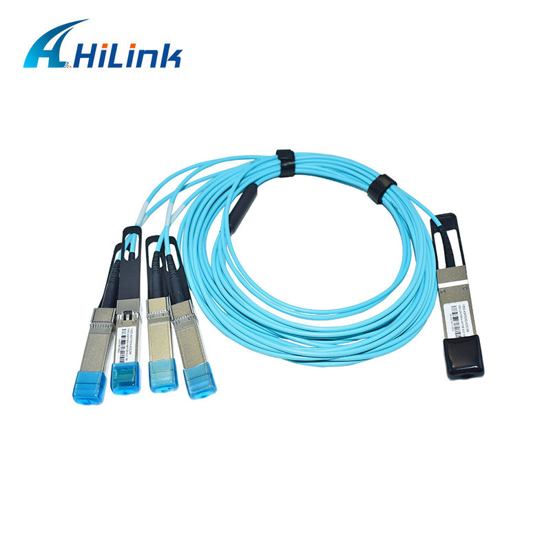 Certified 100G QSFP28 to 4xSFP28 AOC OM3 Breakout Active Optical Cable with 1-5m Cable Length and CE RoHS Certification