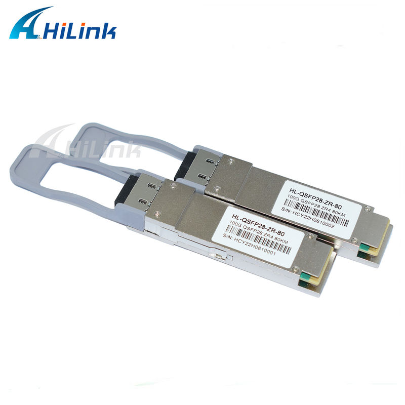 100Gb/s 80km QSFP28 Transceiver Hot Pluggable Duplex LC Connector LAN WDM EML TOSA SOA PIN SMF
