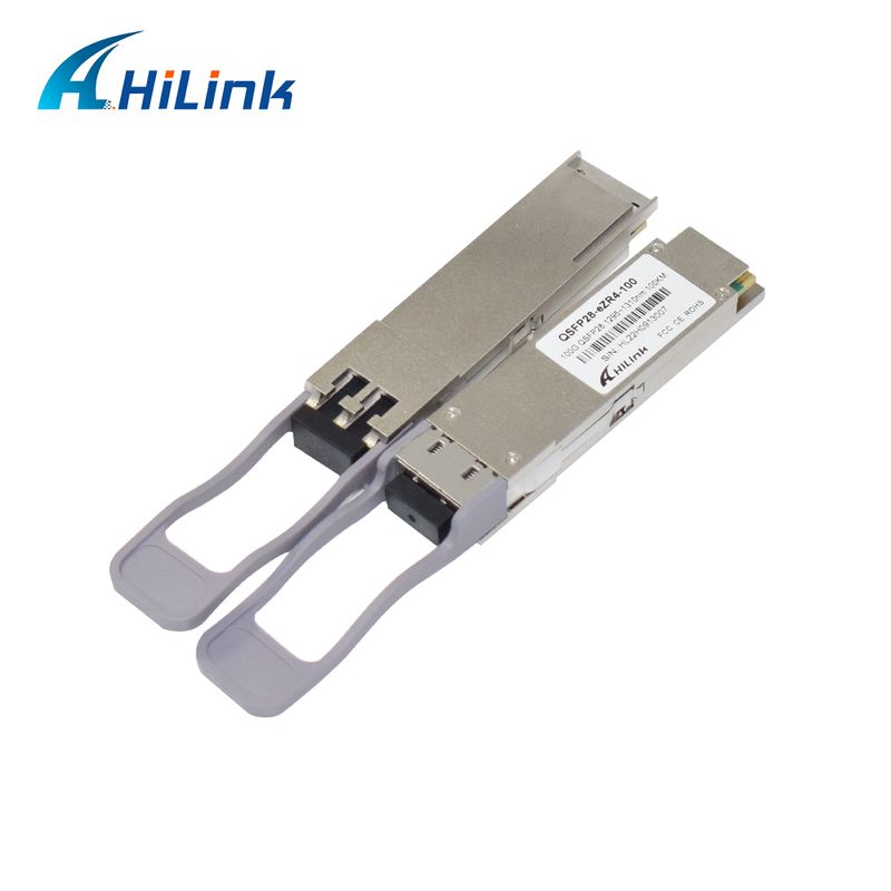 100Gb/s 100km QSFP28 Transceiver Hot Pluggable Duplex LC Connector LAN WDM EML TOSA SOA PIN SMF with FEC