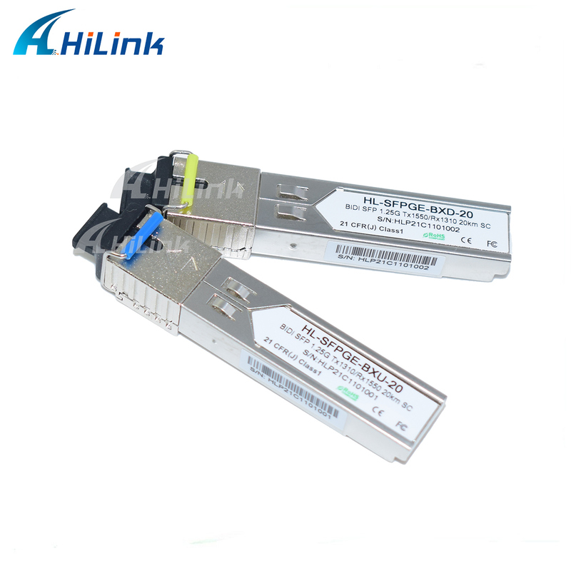 1.25G BIDI SFP Transceiver 1310/1550nm 20KM Single SC RoHS Compliant for Gigabit Ethernet
