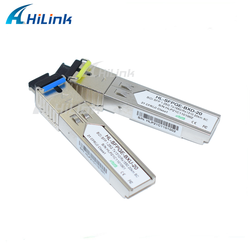 1.25G BIDI SFP Transceiver 1310/1550nm 20KM Single SC RoHS Compliant for Gigabit Ethernet