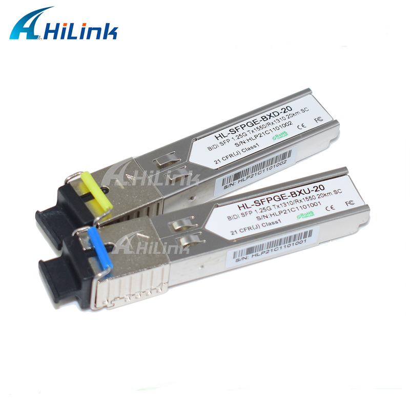 1.25G BIDI SFP Transceiver 1310/1550nm 20KM Single SC RoHS Compliant for Gigabit Ethernet