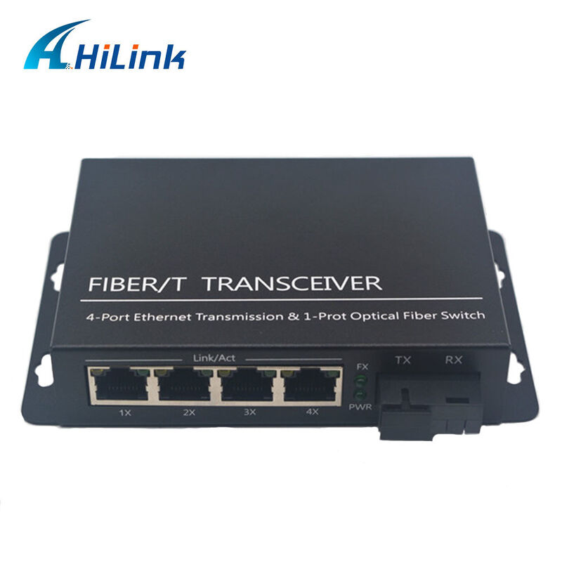 Hilink Gigabit Ethernet Fiber Optical Media Converter  1 Fiber Port & 4 x 10/100/1000Base TX Converter