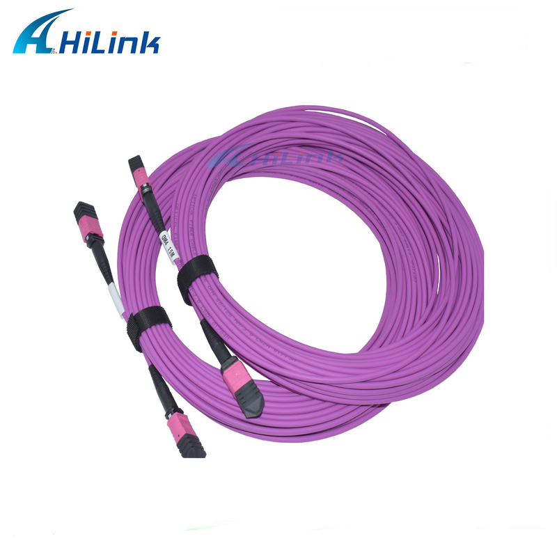 12C Female MPO Patch Cord OM4 15M LZSH PVA For QSFP Device