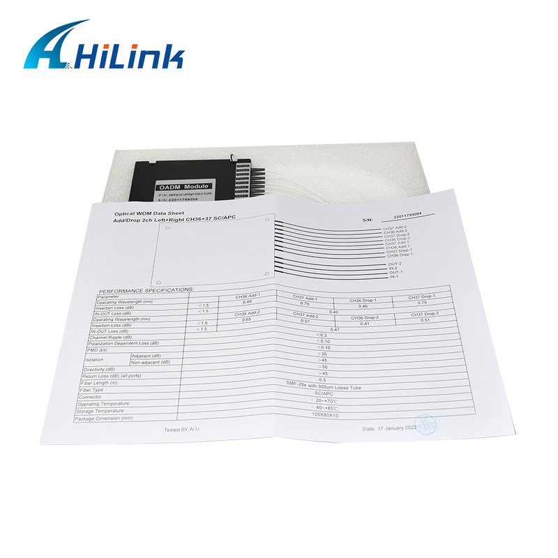 East And West 2CH DWDM OADM Fiber Module With SC APC Connector