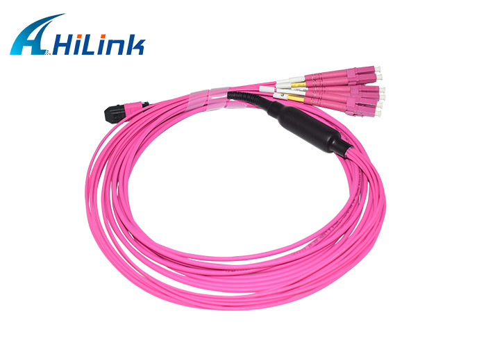 8 Core Duplex MM 50/125um OM4 LSZH Fiber Patch Cord 5M Type B MPO Female - 4 LC/UPC