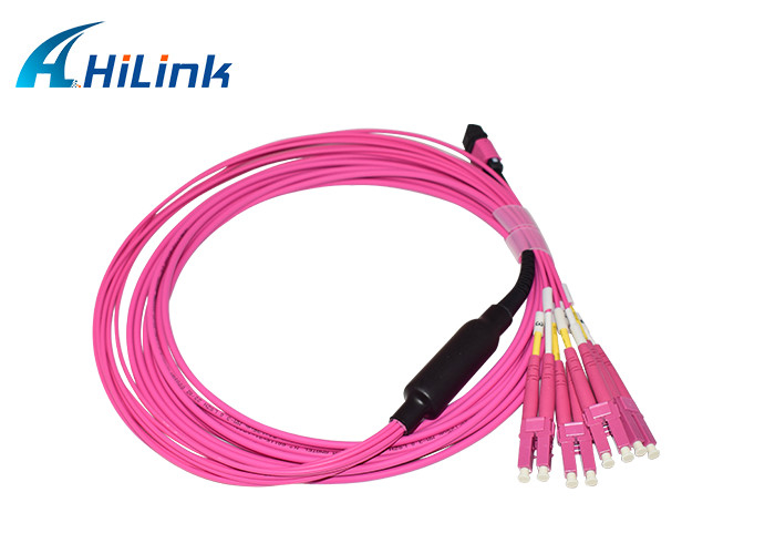 8 Core Duplex MM 50/125um OM4 LSZH Fiber Patch Cord 5M Type B MPO Female - 4 LC/UPC