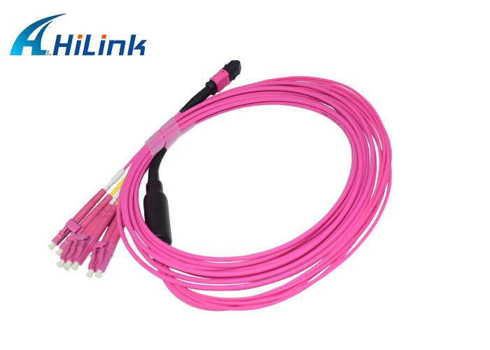 8 Core Duplex MM 50/125um OM4 LSZH Fiber Patch Cord 5M Type B MPO Female - 4 LC/UPC