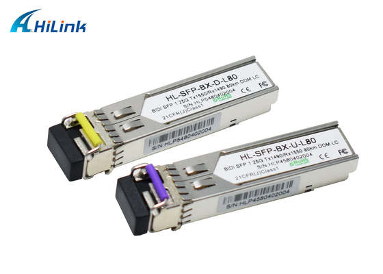 1000BASE 1.25G Ethernet Gigabit BIDI SFP+ Transceiver Module TX1490 / RX1550nm 80KM