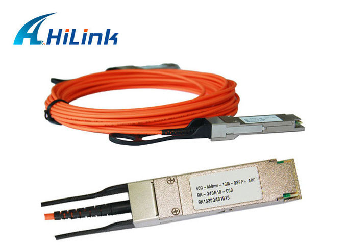 Data Centers 40GE QSFP AOC Active Fiber Optic Cable Multi Mode